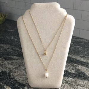 Stella & Dot Delicate Double Pearl Pendant